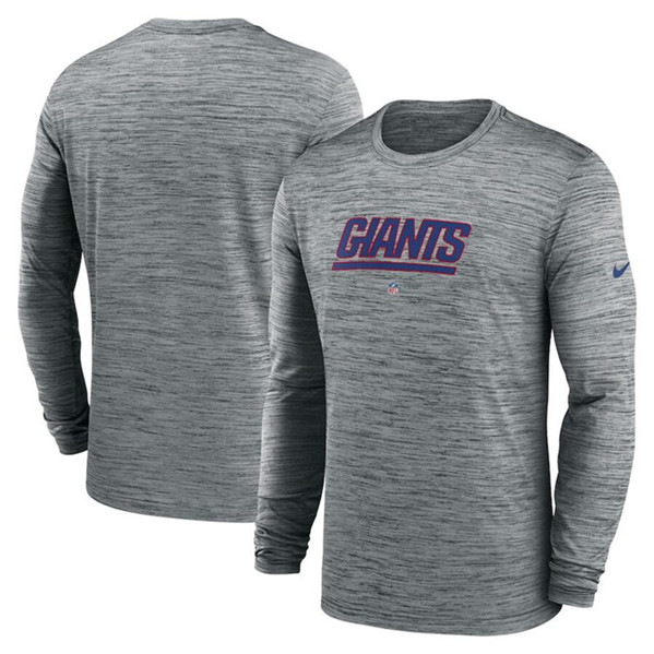 New York Giants Heather Gray Sideline Team Velocity Performance Long Sleeve T-Shirt